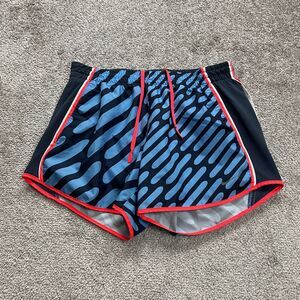 Nike Dri-Fit Active Shorts Women Small Blue Orange Elastic Athletic Running 27x4